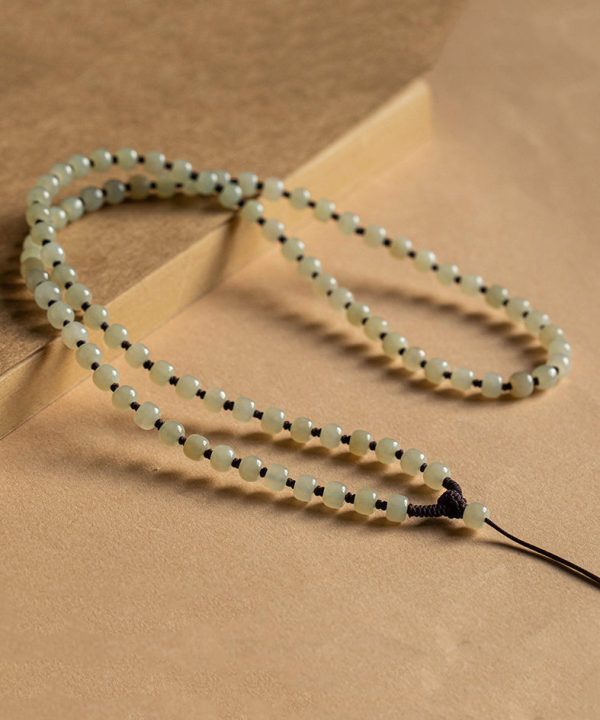 Simple Yellow Jade Apple Balls Tassel Graduated Bead Necklace Online now - Image 2
