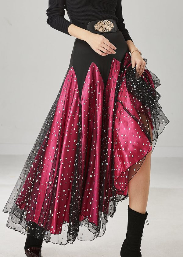Women Mulberry Zircon Patchwork Tulle Skirts Spring Sale - Image 3