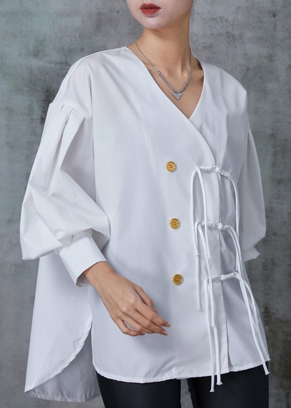 Bohemian White Tasseled Cotton Oriental Shirt Tops Spring Cheap