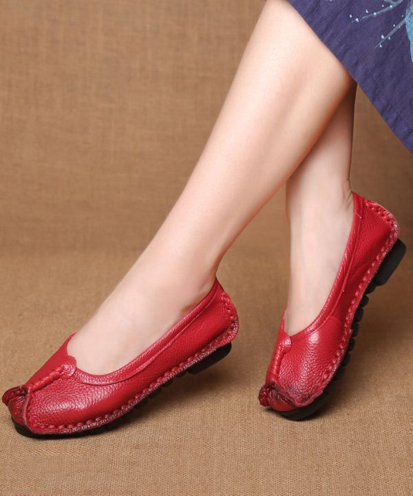 Comfortable Mulberry Cowhide Leather Splicing Flat Shoes For Discount - Image 5