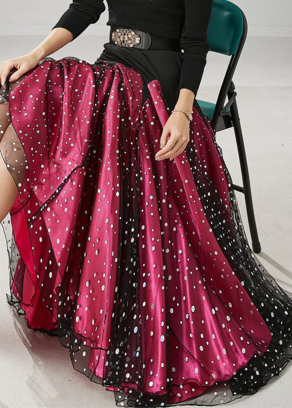 Women Mulberry Zircon Patchwork Tulle Skirts Spring Sale