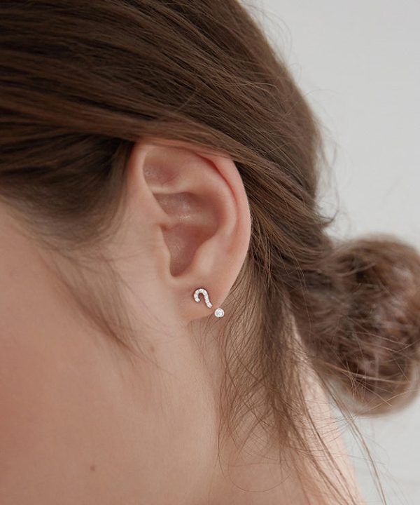 Unique Silk Sterling Silver Zircon Asymmetric Stud Earrings Supply - Image 2