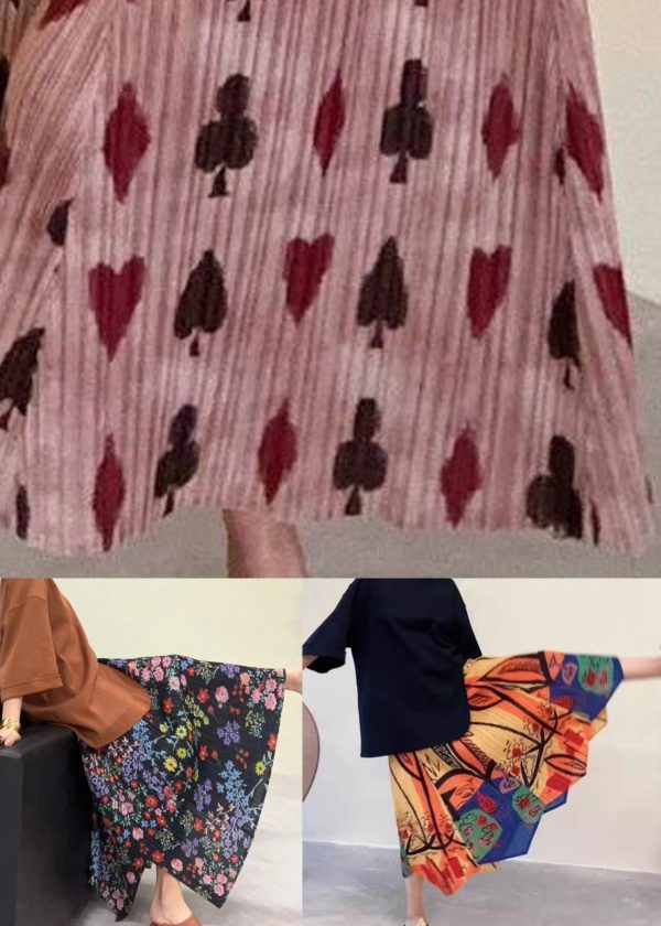 Beautiful Colorblock Asymmetrical Print Elastic Waist Cotton Skirt For Sale - Image 5