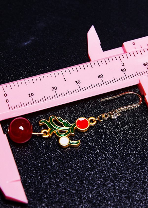 Fine Red Gem Stone Gilding Drop Earrings For Discount - Image 5