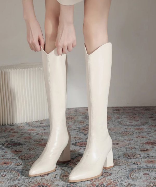 Classy White Splicing Zipper Faux Leather Ankle Boots For Discount - Image 2