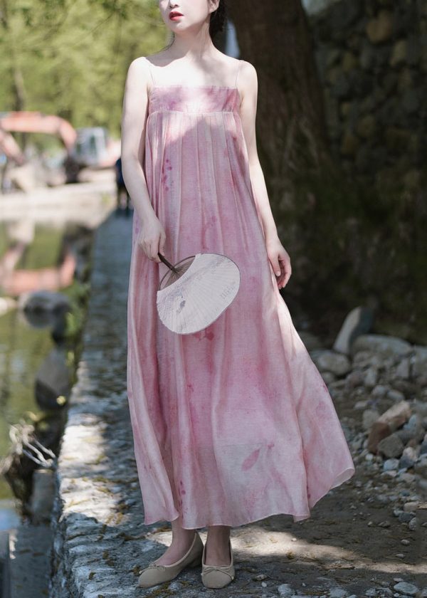 Elegant Pink Button Print Silk Linen Two Pieces Set Long Sleeve Cheap - Image 4