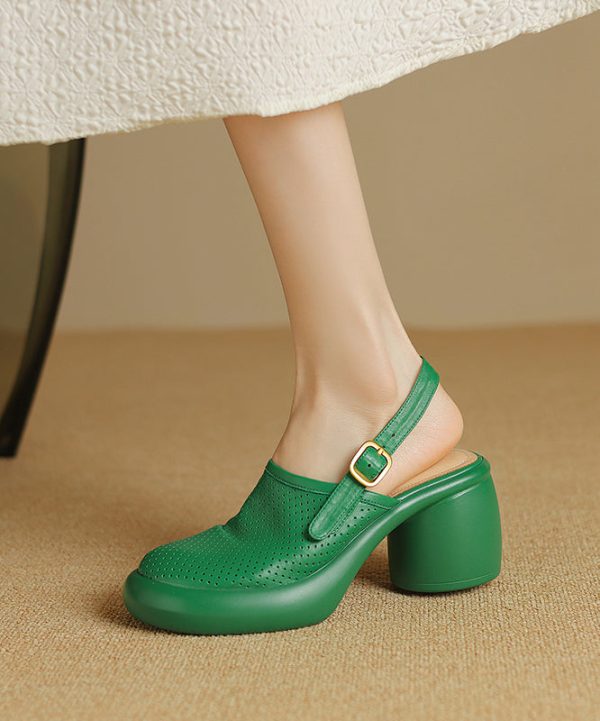 Black Hollow Out Splicing Buckle Strap Chunky Sandals For Cheap - Image 2