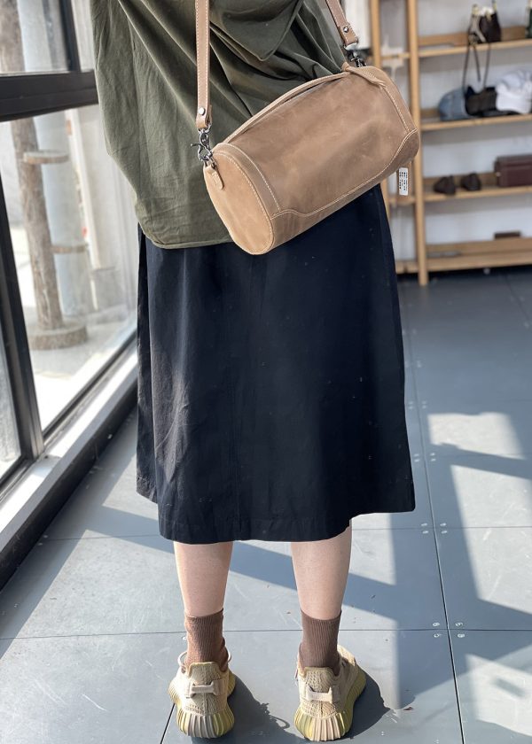 New Khaki Pockets Elastic Waist Cotton Skirt Summer Online now - Image 5