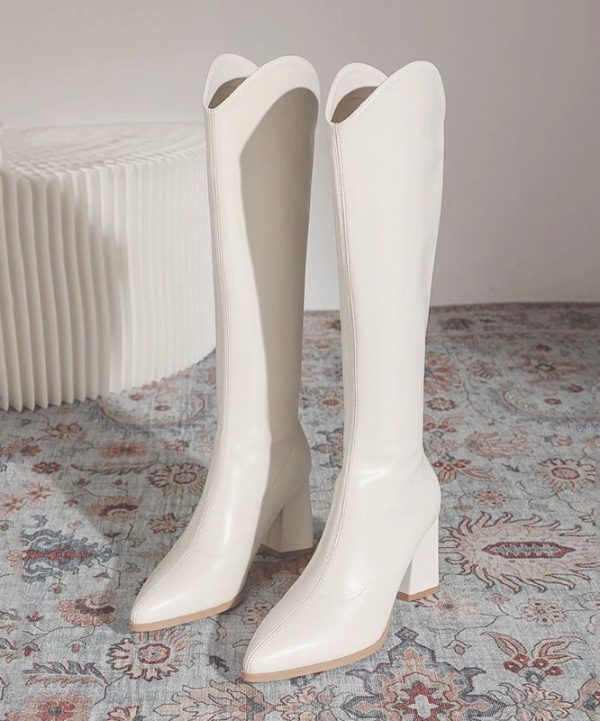 Classy White Splicing Zipper Faux Leather Ankle Boots For Discount - Image 4