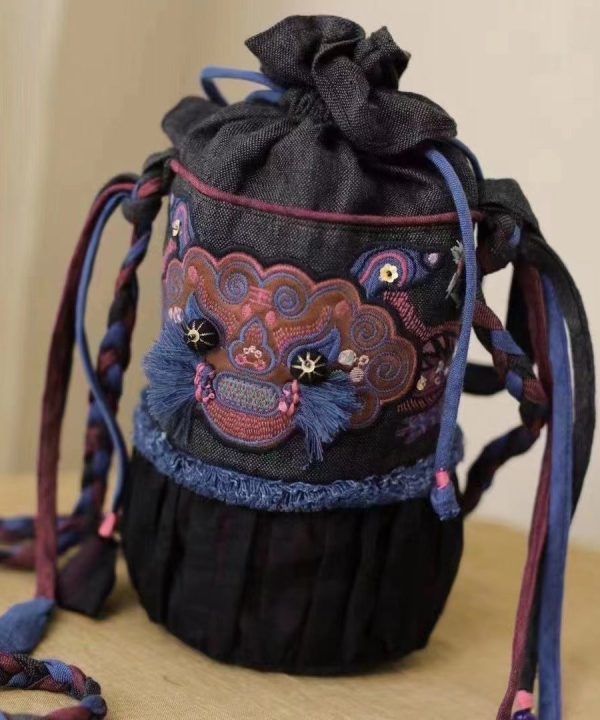 Ethnic Style Embroidered Drawstring Bucket Bag For Cheap