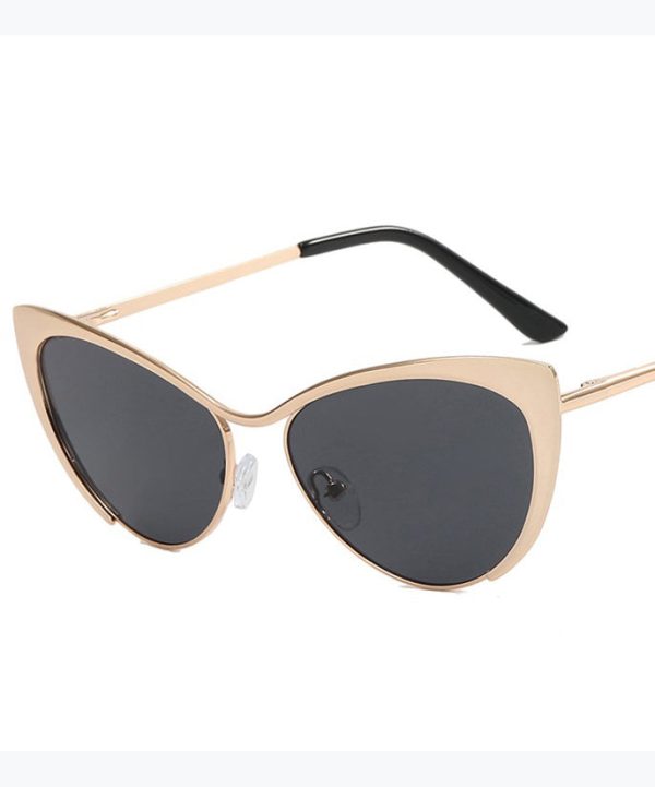 Retro Silver Edge Gradient Tea Metal Cat Eye Sunglasses Online Hot Sale - Image 4