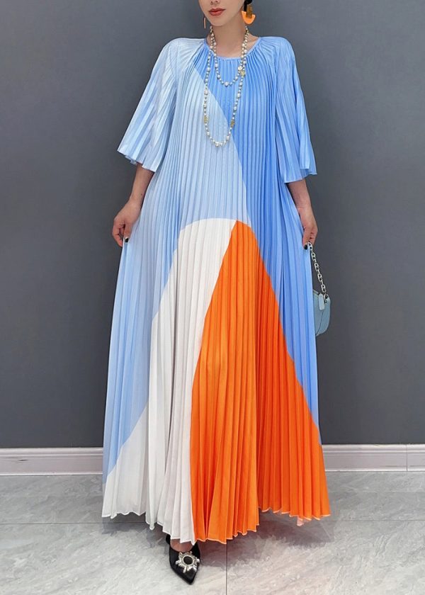 DIY Multi Wrinkled Patchwork Maxi Dresses Long Sleeve Online Sale - Image 2