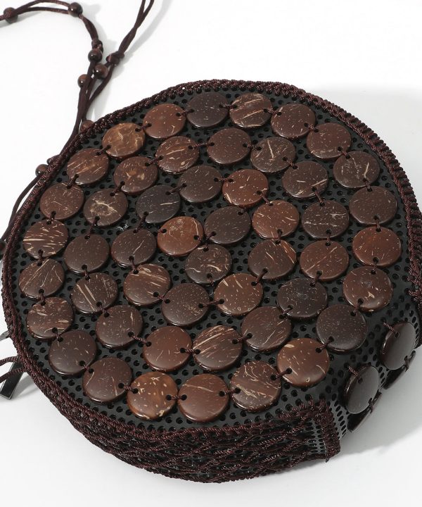 Boho Handmade Wooden Patchwork Circular Messenger Bag Supply - Image 4
