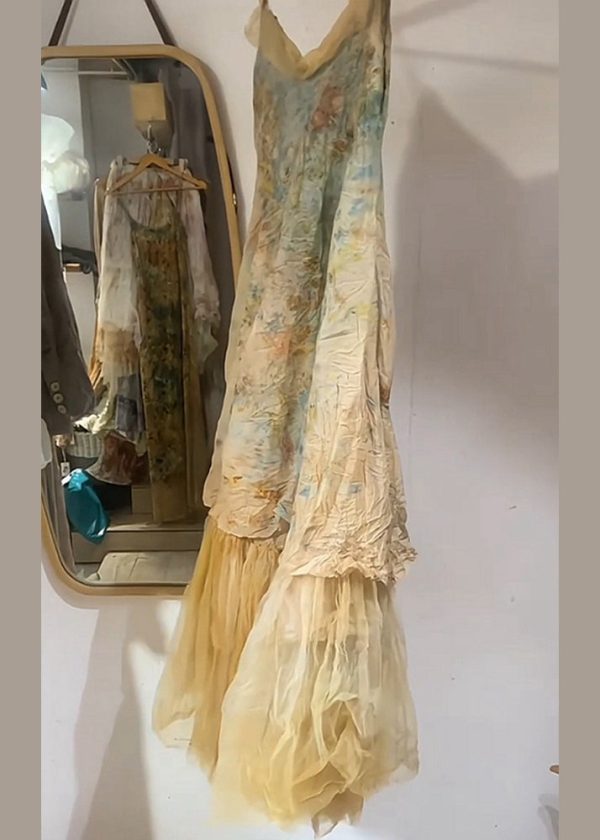 New Yellow V Neck Tulle Patchwork Spaghetti Strap Dress Sleeveless Online now - Image 3